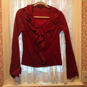 Red Zip-Up Blouse